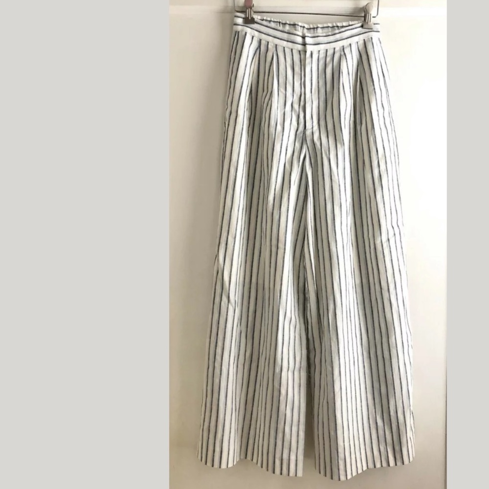 Moussy Cotton Linen Striped Wide Leg Pants Size 2